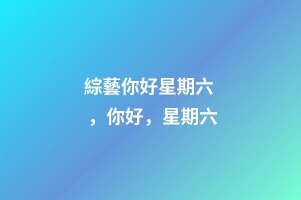 綜藝你好星期六，你好，星期六